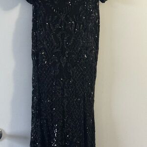 Fashion Nova Elegant Black Sequin Maxi Dress